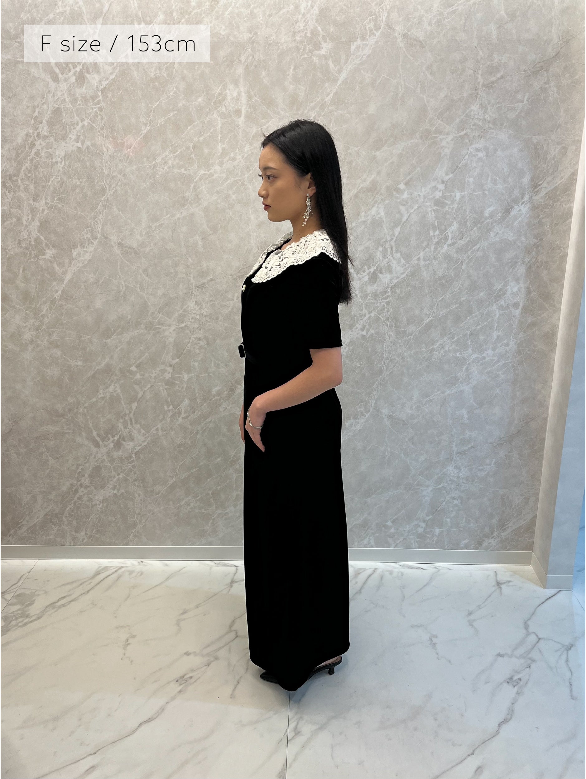 VELOUR LACE COLLAR DRESS