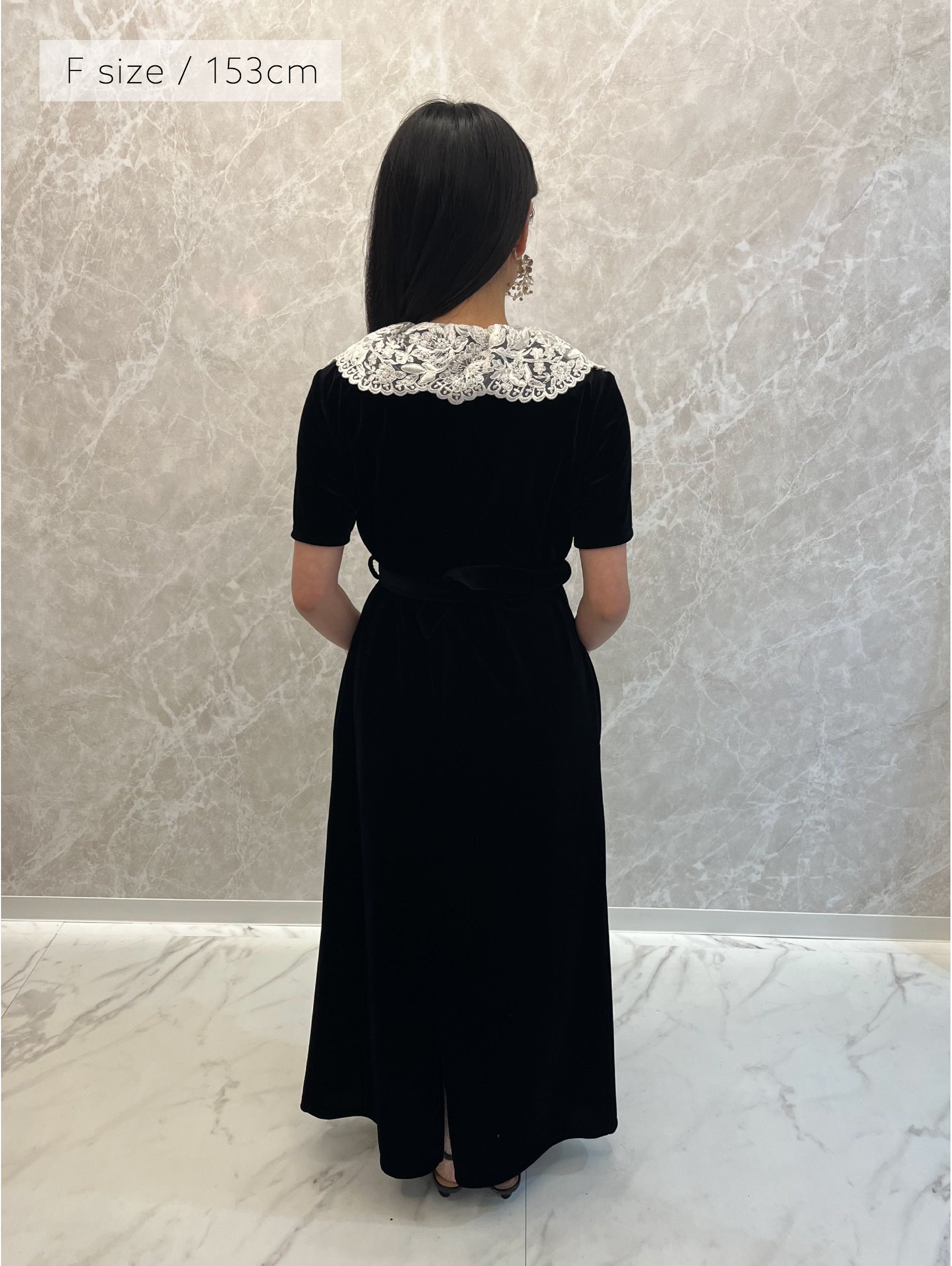 VELOUR LACE COLLAR DRESS