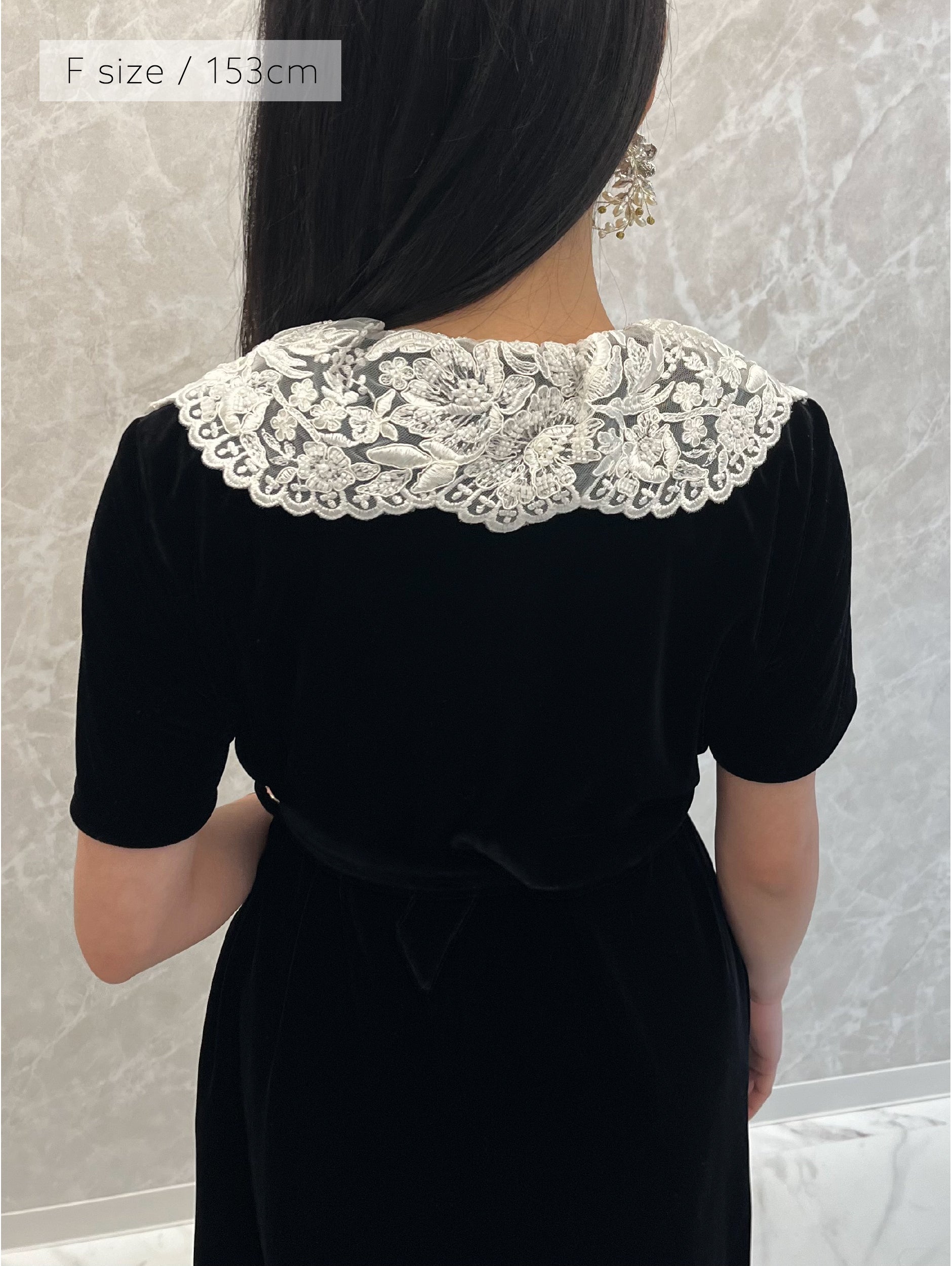 VELOUR LACE COLLAR DRESS