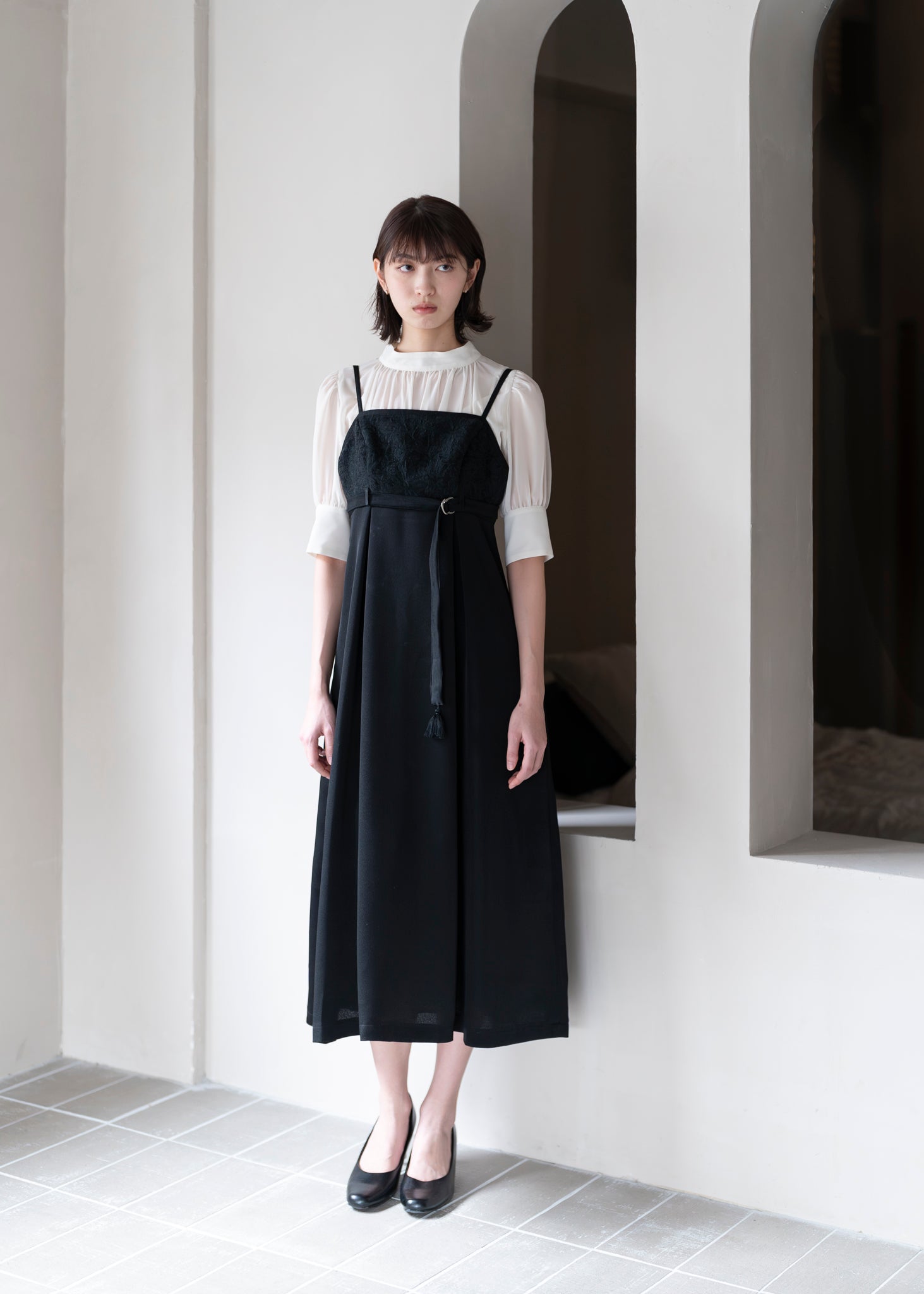 BLACK TASSEL CAMI DRESS