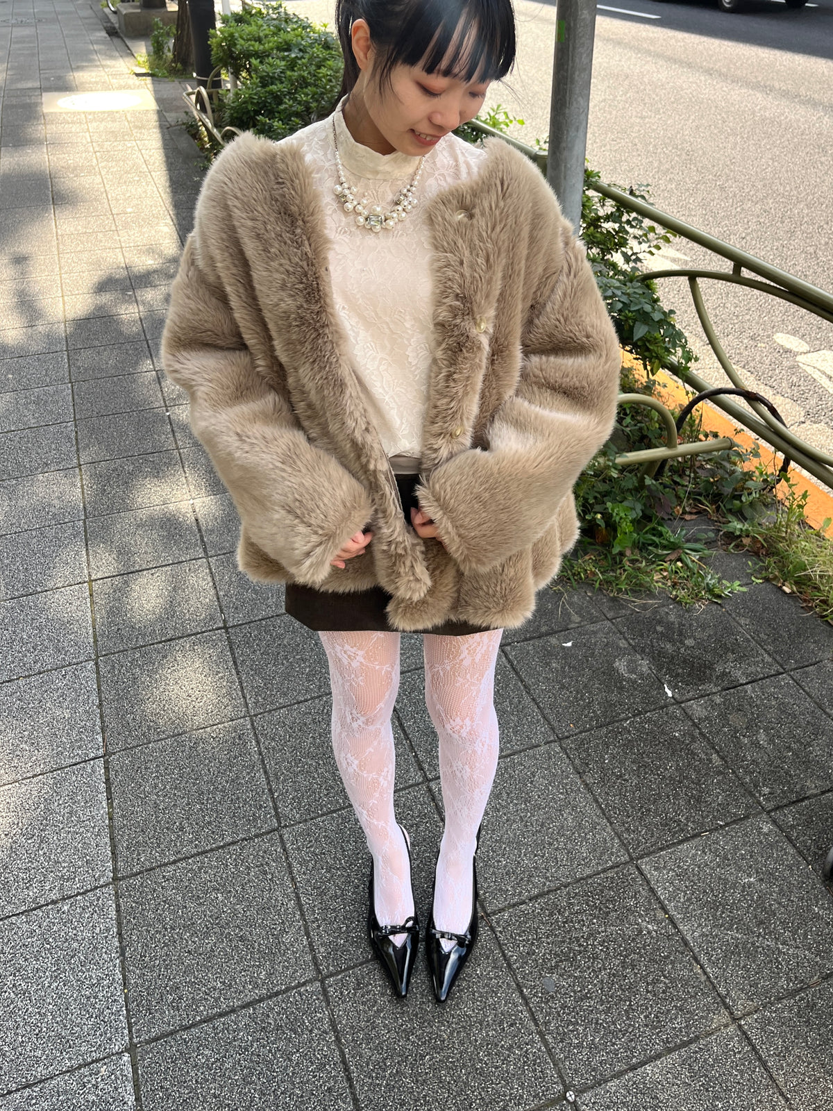 MILK TEA FURCOAT&TIPPET