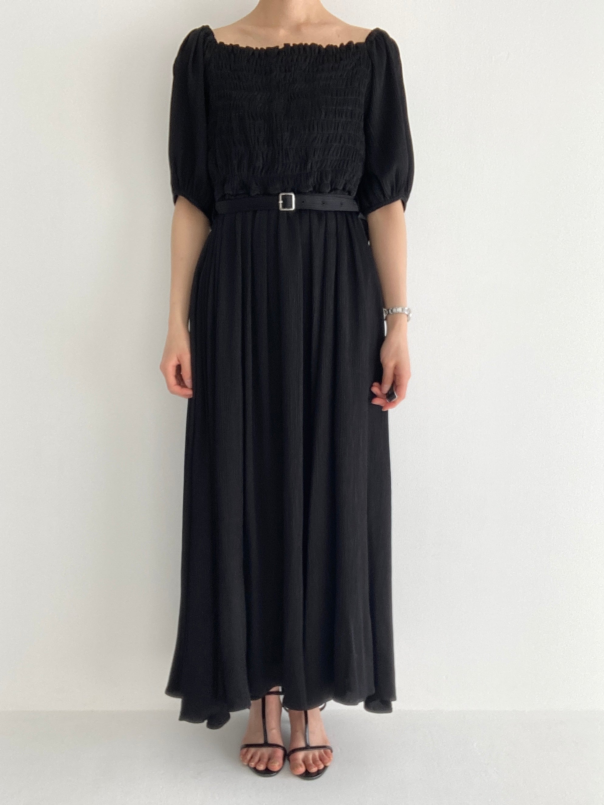 YORYU SATIN SHIRRING DRESS