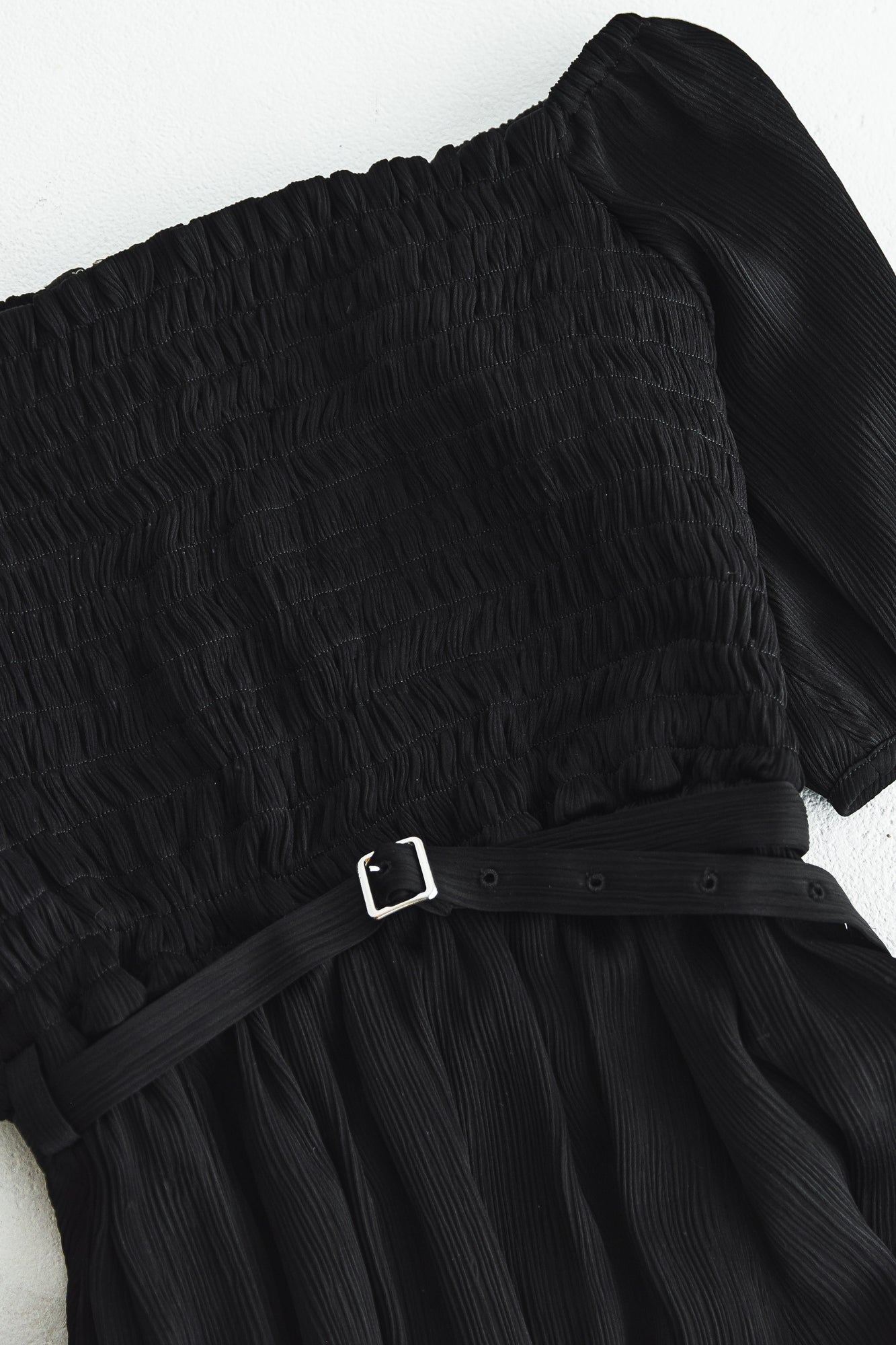 YORYU SATIN SHIRRING DRESS