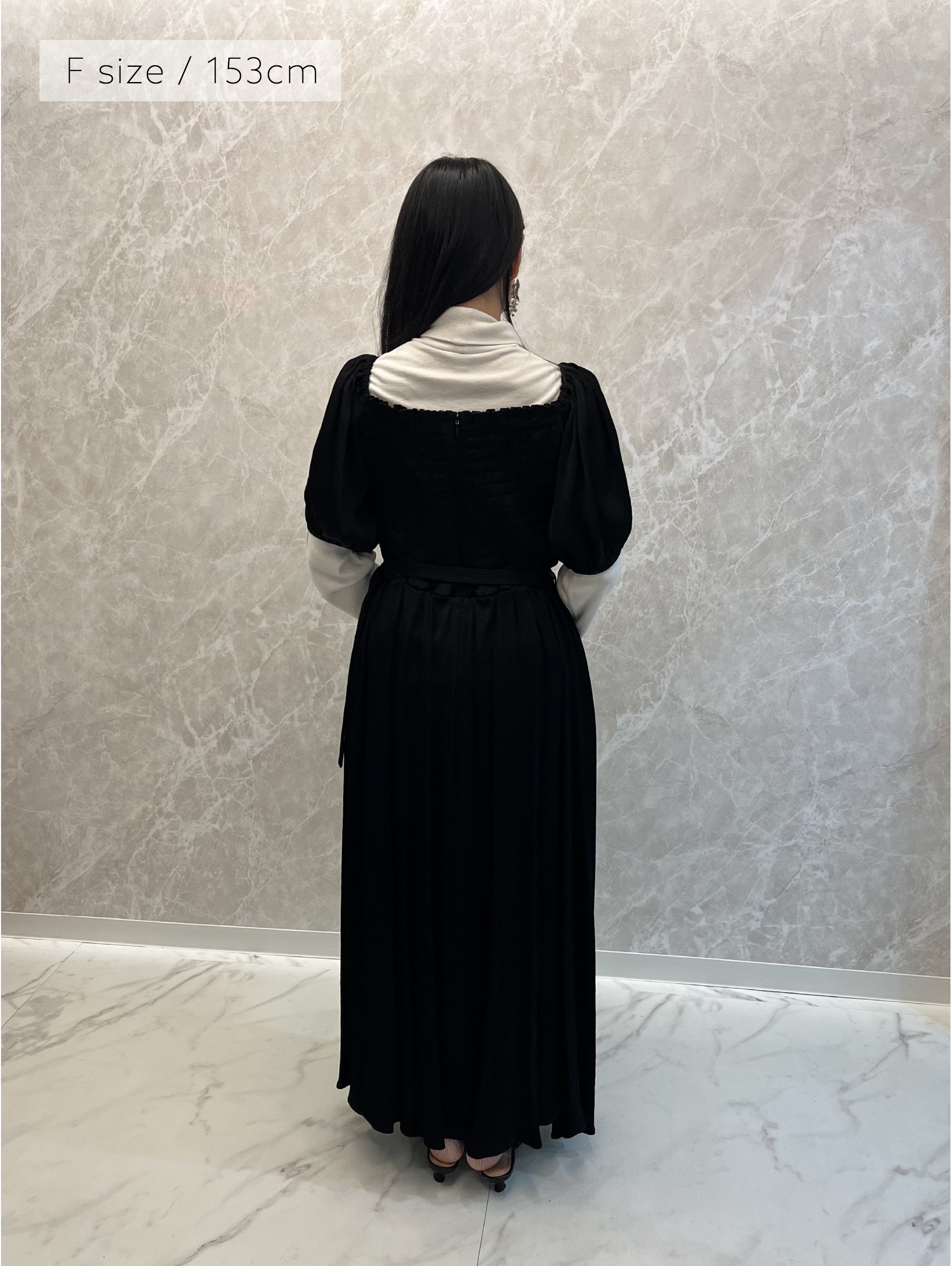 YORYU SATIN SHIRRING DRESS