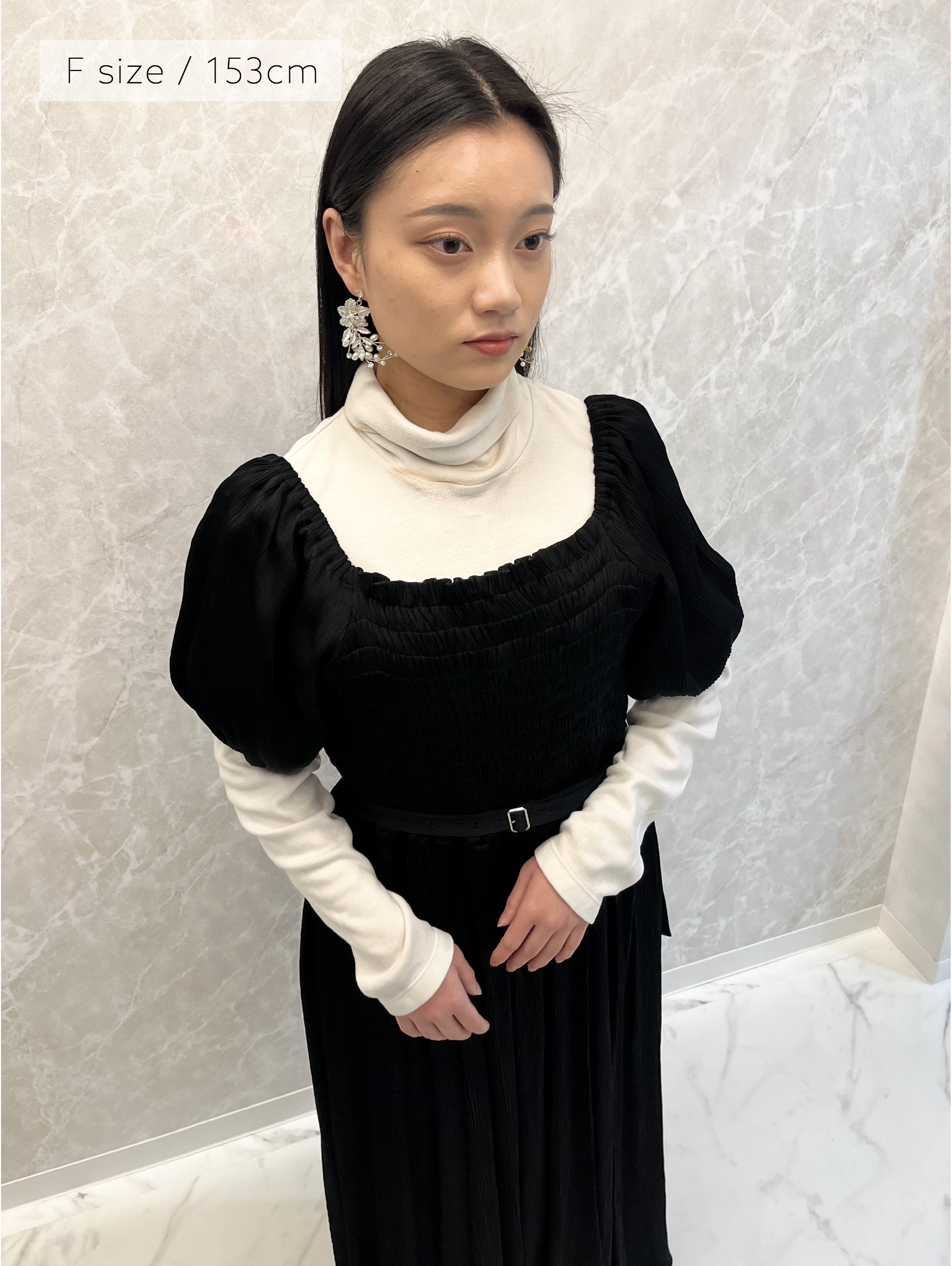 YORYU SATIN SHIRRING DRESS