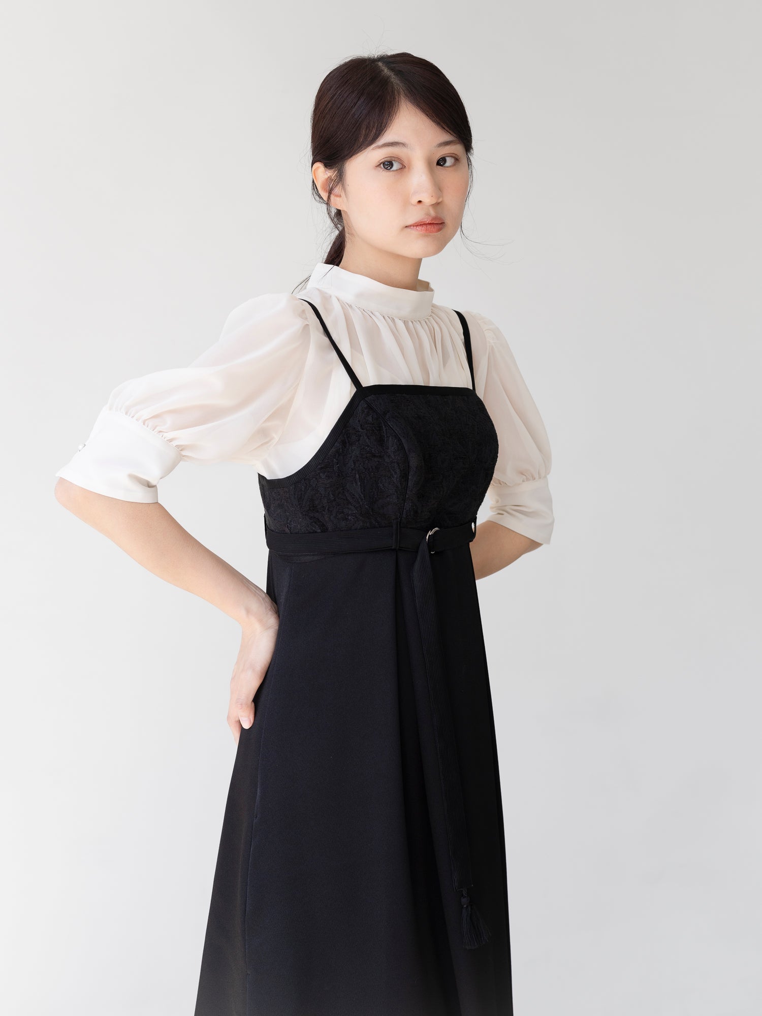 BLACK TASSEL CAMI DRESS