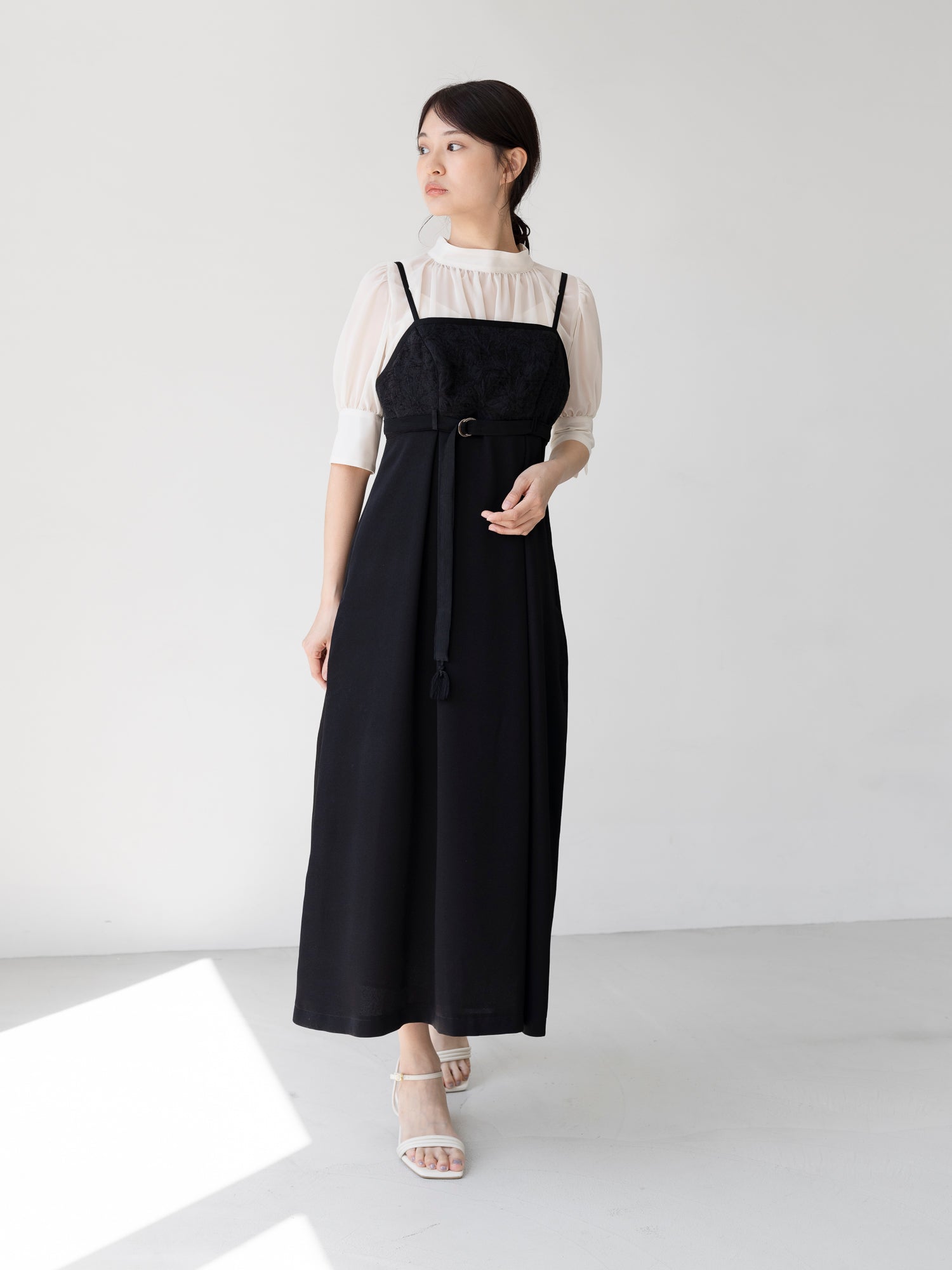 BLACK TASSEL CAMI DRESS