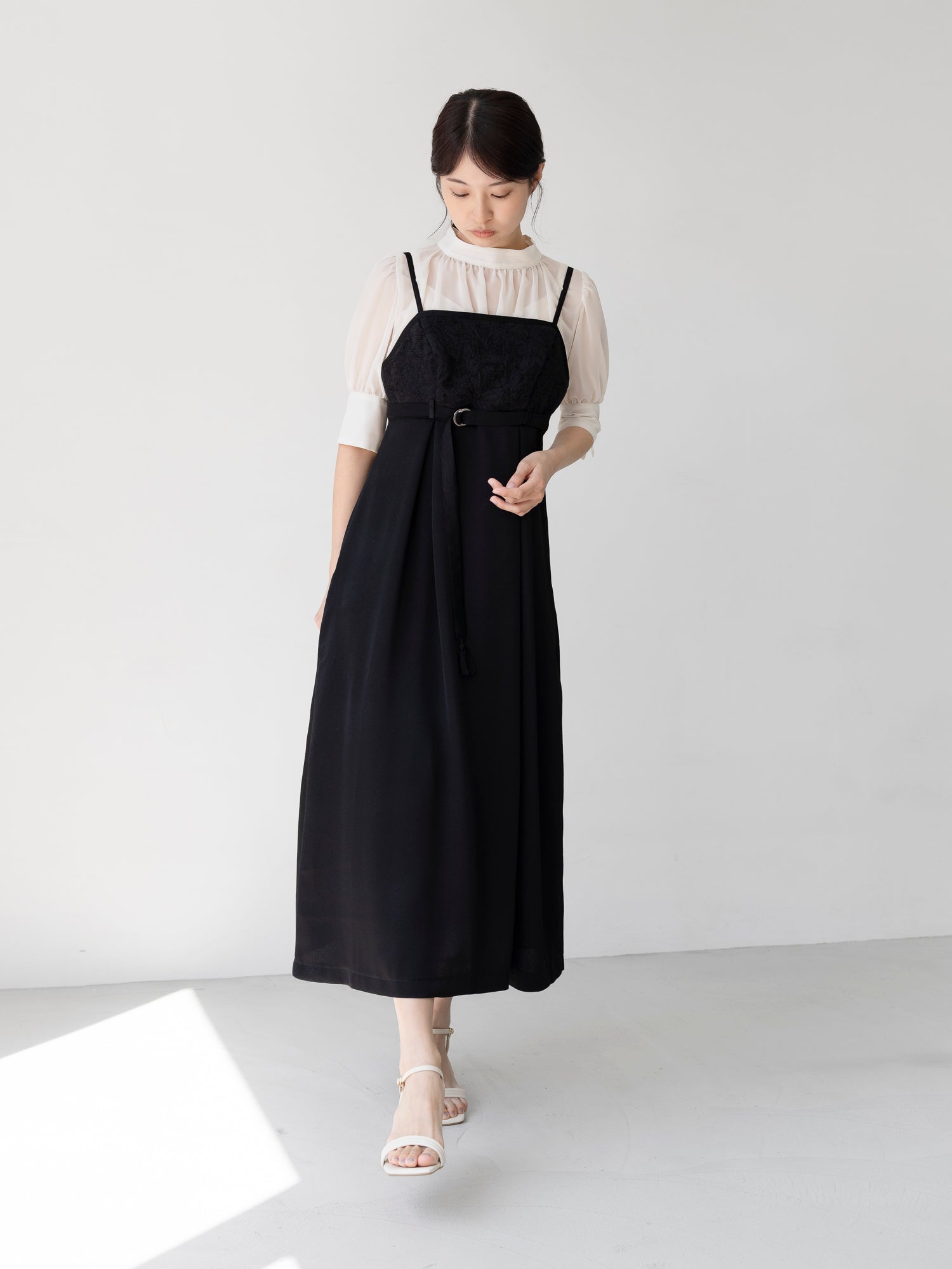 BLACK TASSEL CAMI DRESS