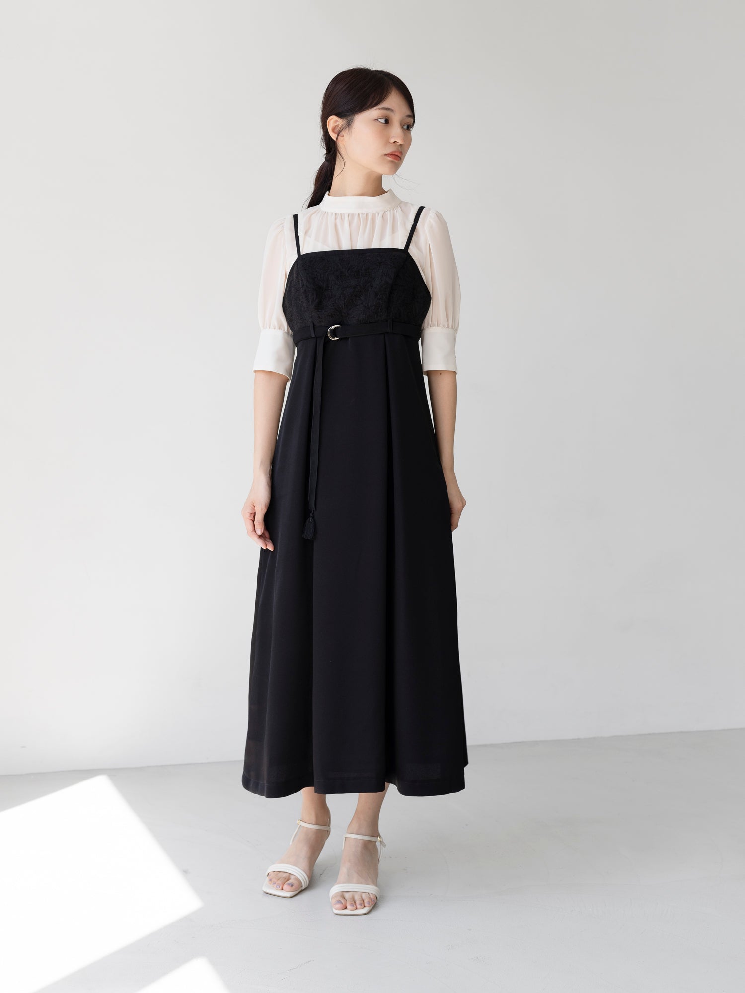 BLACK TASSEL CAMI DRESS