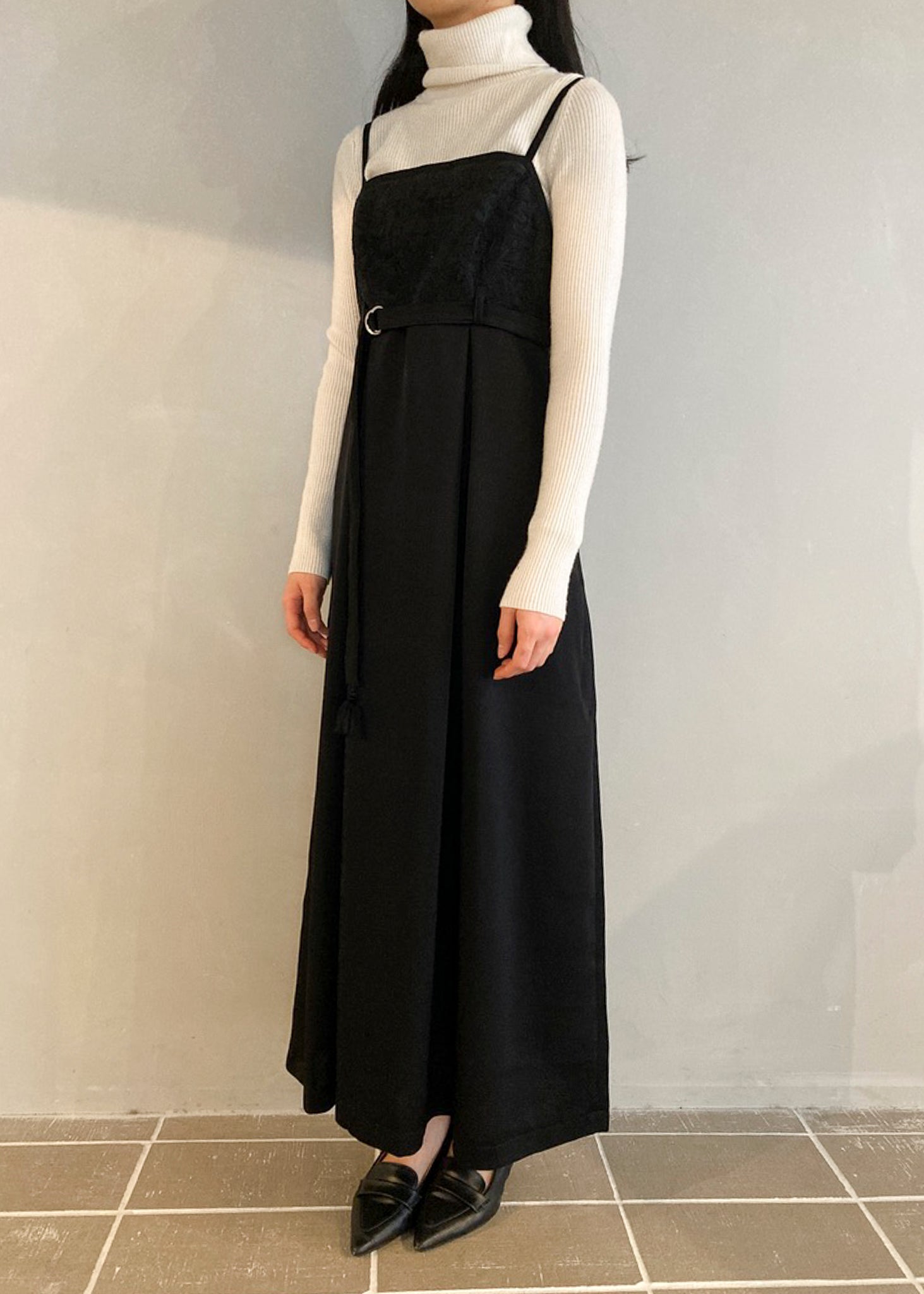 BLACK TASSEL CAMI DRESS