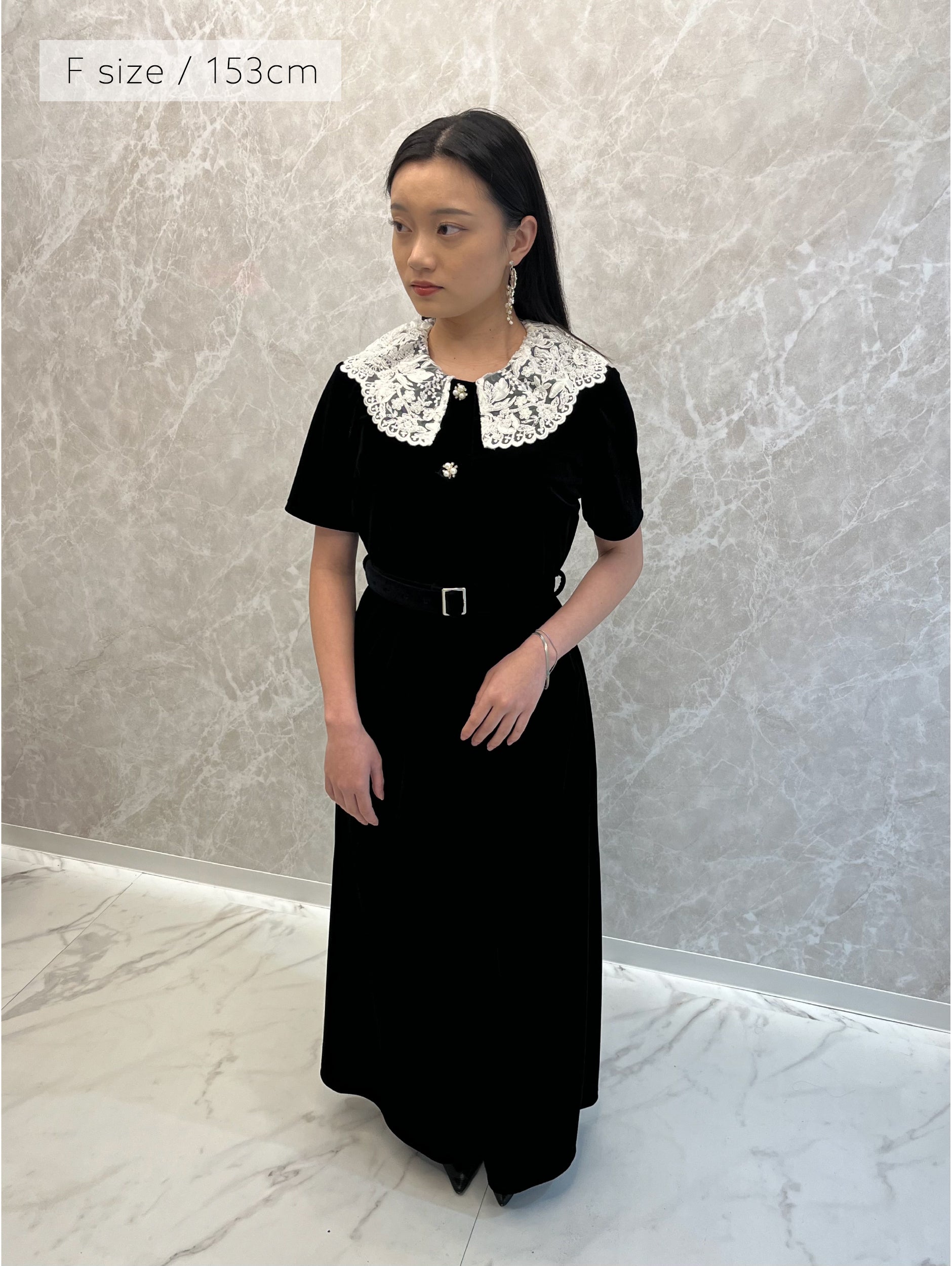 VELOUR LACE COLLAR DRESS