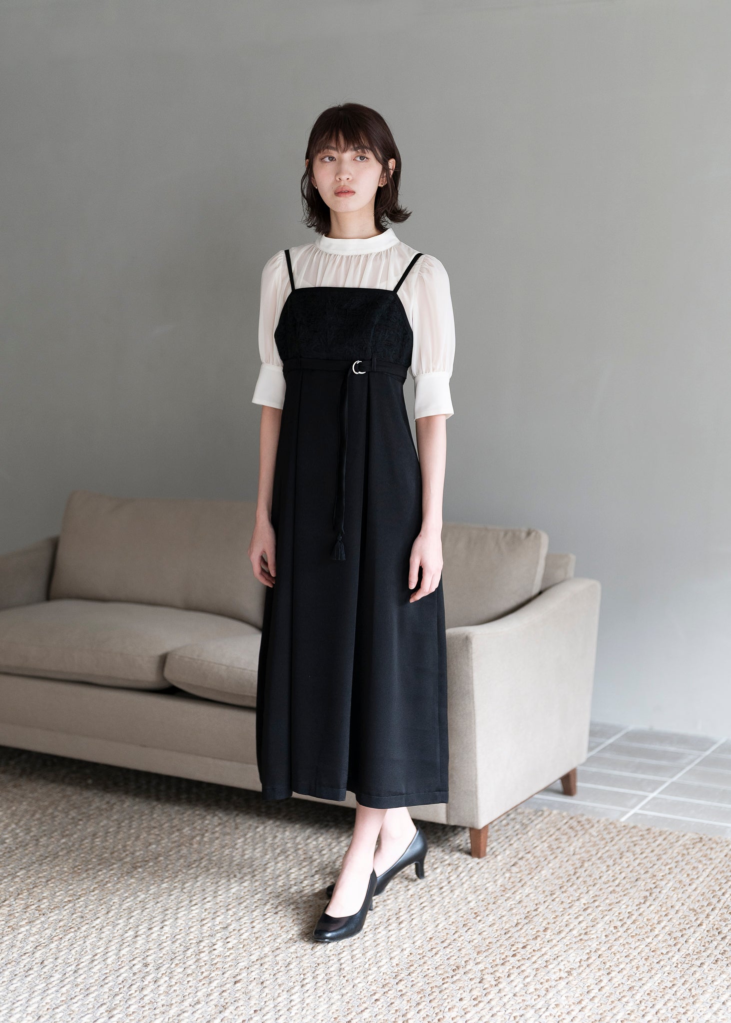 BLACK TASSEL CAMI DRESS