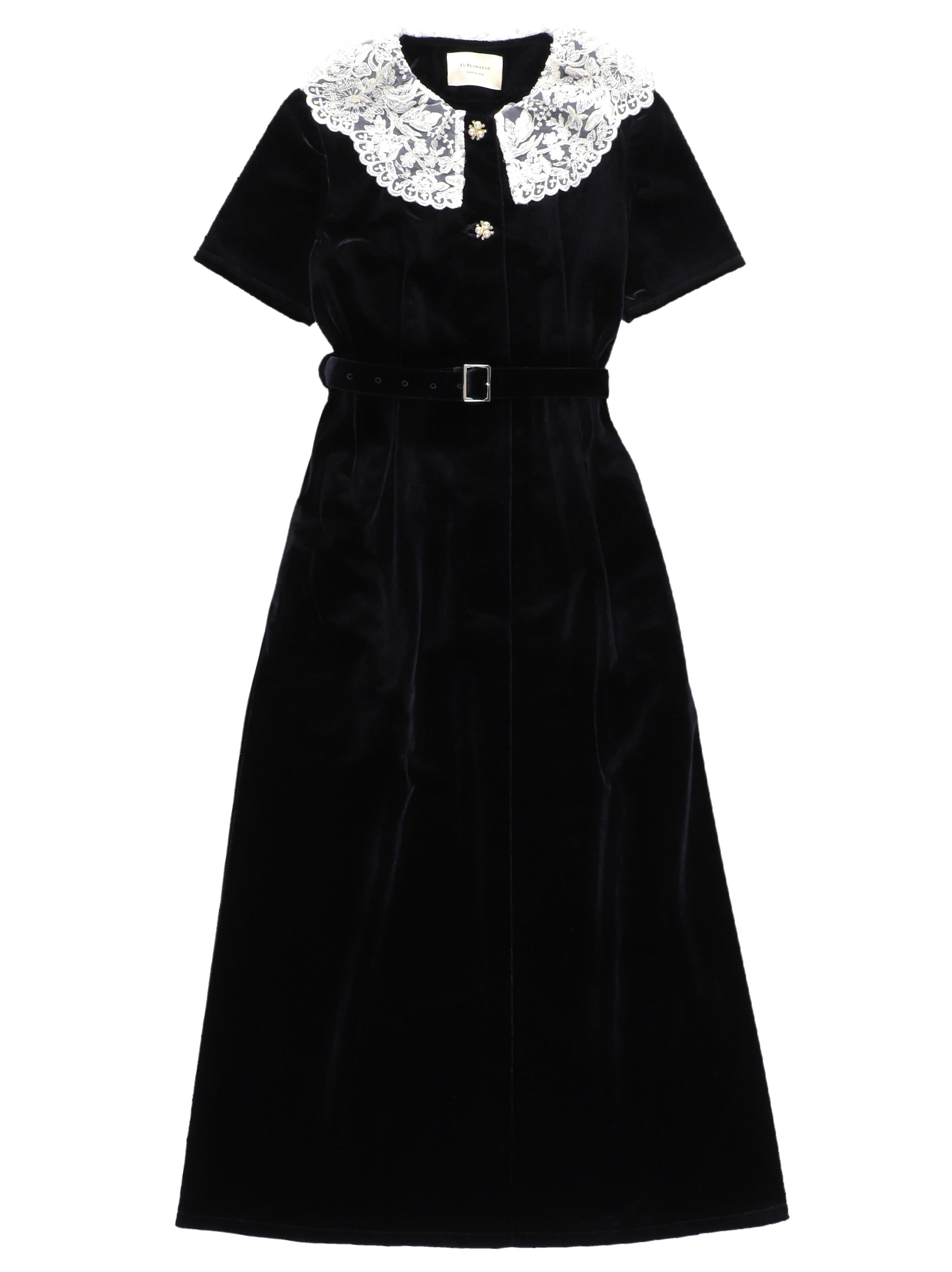 VELOUR LACE COLLAR DRESS